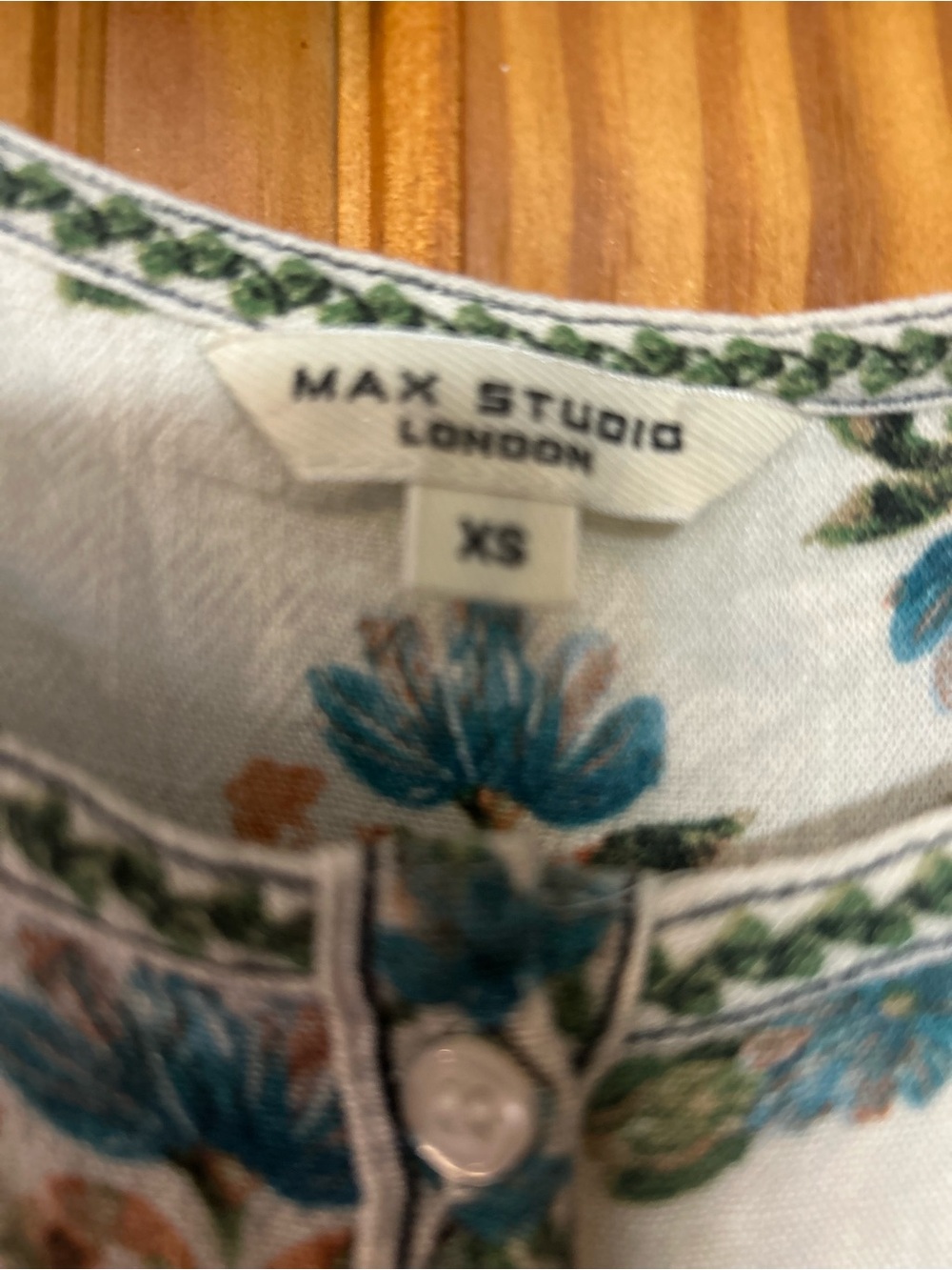 Max Studio Cream Maxi Dress with Green & Blue Floral Print - Picture 3 of 5